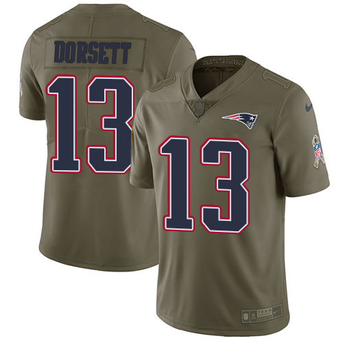 Nike Patriots #13 Phillip Dorsett Olive Men's Stitched NFL Limited Salute To Service Jersey - Click Image to Close